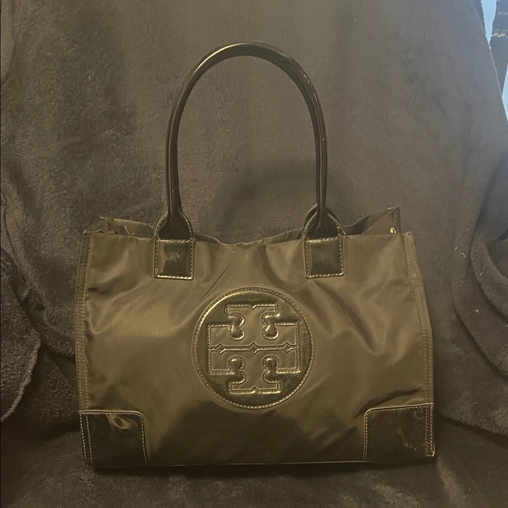 Tory Burch Black Nylon Logo Tote